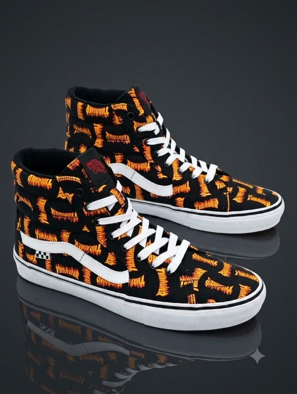 Vans Skate Sk8-Hi Thrasher Flame Black Multi Men’s 11.5 / Women’s 13 New